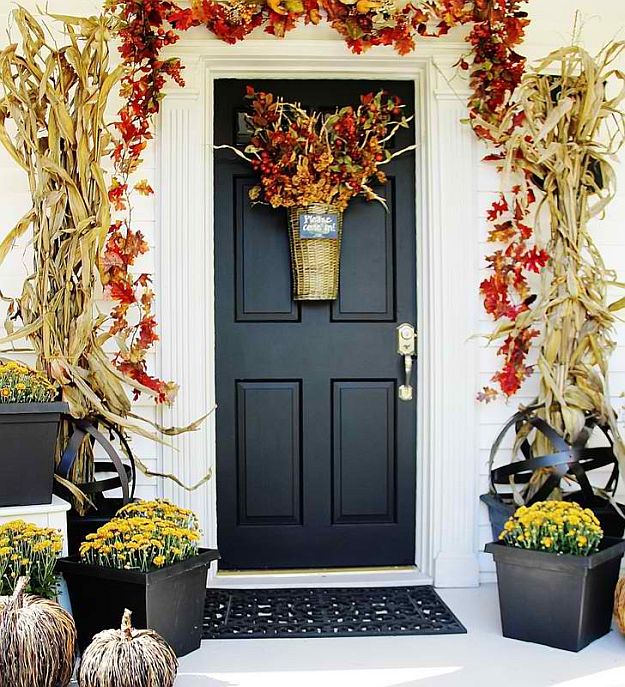 Fall Drapery | Curb Appeal Front Door Ideas For Fall