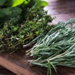 herbs on a chopping board | herb garden