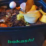 A bucket filled with bokashi | Everything You Need To Know About Bokashi Composting | food scraps | featured