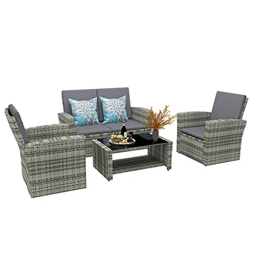 4 pc rattan patio furniture set