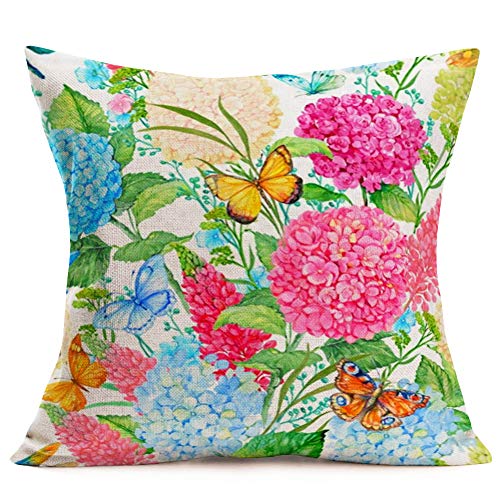 18" Vintage Flower Cotton Linen Throw Pillow Case Sofa Cushion Cover Home Decor 