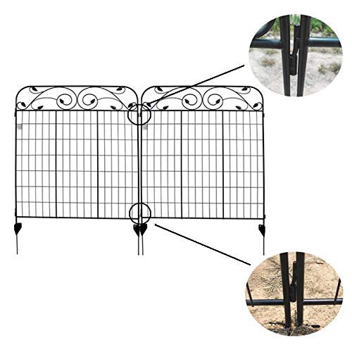Black Coated Steel Decorative Garden Fence Panel 8 Leaves, 44 x 36 ...