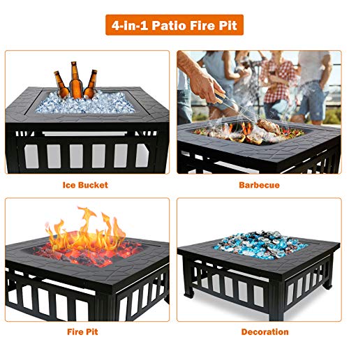 Utheer 32 Inch Outdoor Fire Pit Wood, Stove Fire Pit 32