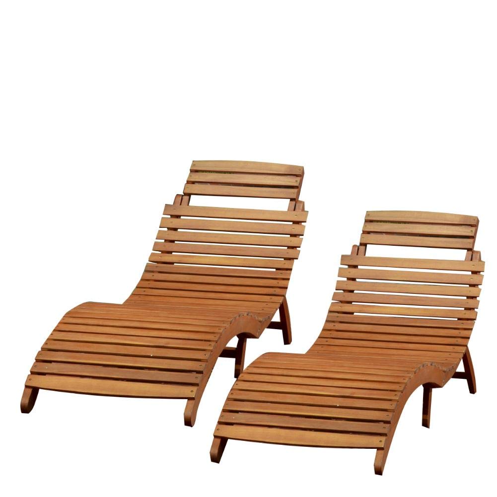 Christopher Knight Home Lahaina Wood Outdoor Chaise Lounge Set, 2-Pcs