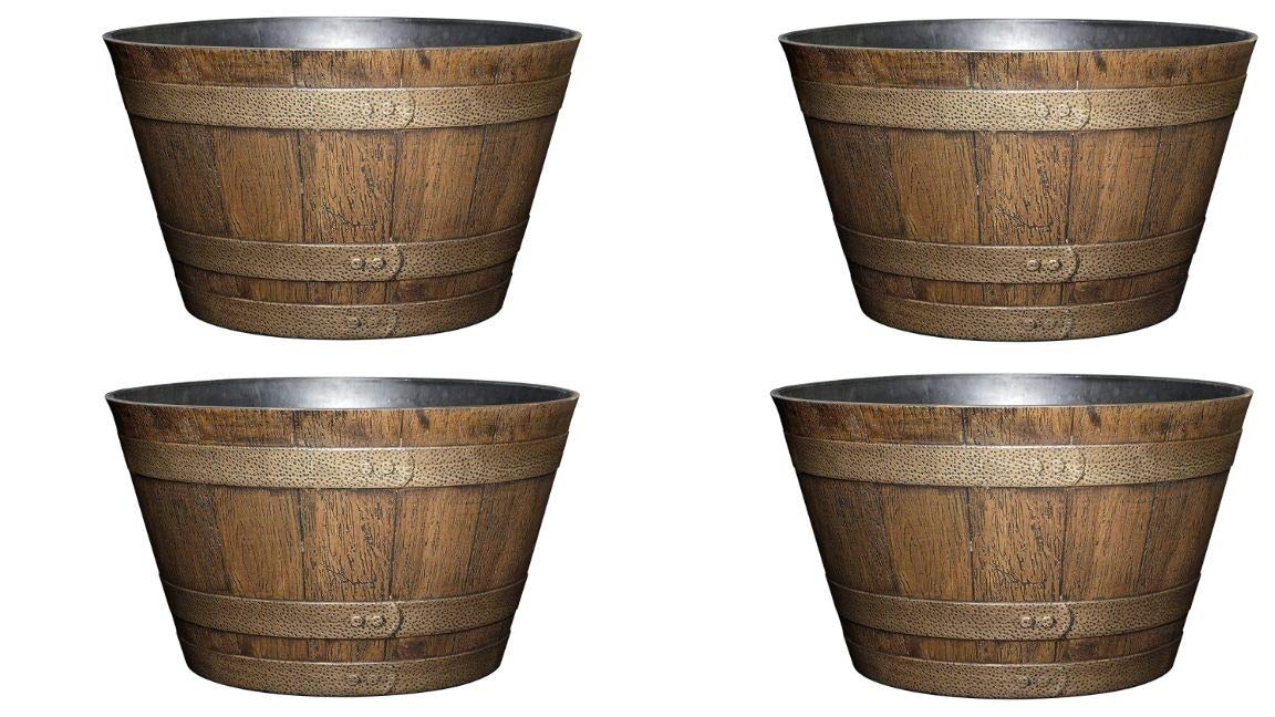 20.5" Distressed Oak Whiskey Barrel Planter 
