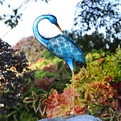 Heron Crane Statue Sculpture Garden Bird Yard Art Decor Lawn Solar Outdoor Patio 