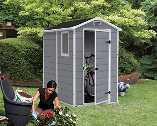 KETER Manor 4x6 Resin Outdoor Storage Shed Kit-Perfect to Store Patio ...