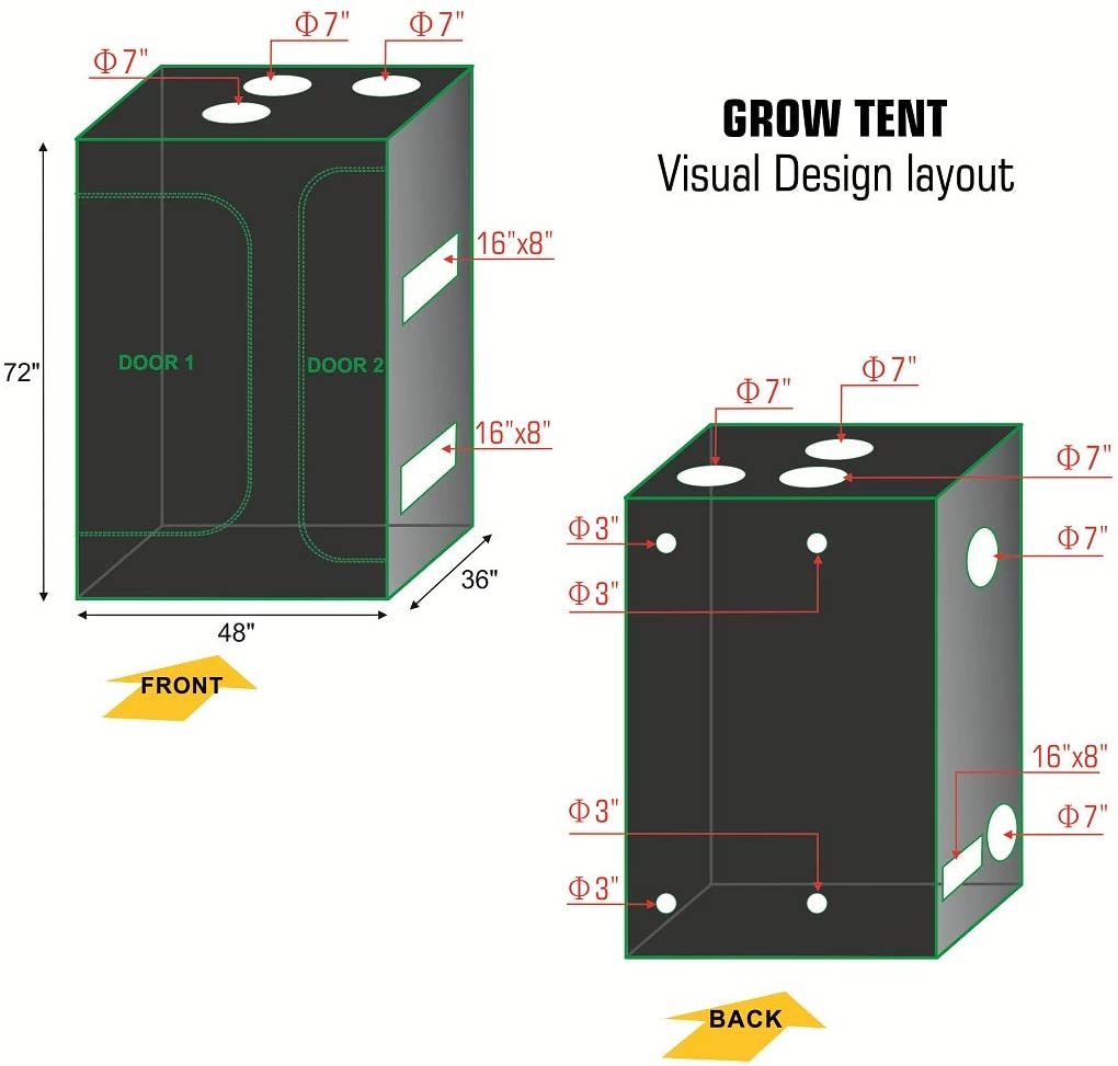 Cdmall 108 X48 X80 Grow Tent 2 In 1 Lodge Propagation And Flower Hydroponic Indoor Plants Dark Room 108 X48 X80 Grow Tent Garden Season