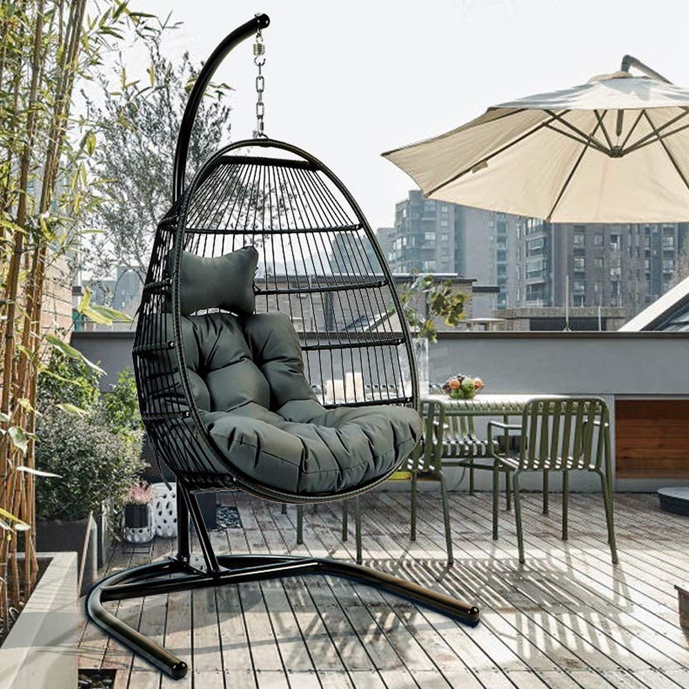 Tome Foldable Swing Chair With Stand, Swinging Outdoor Chair With Stand