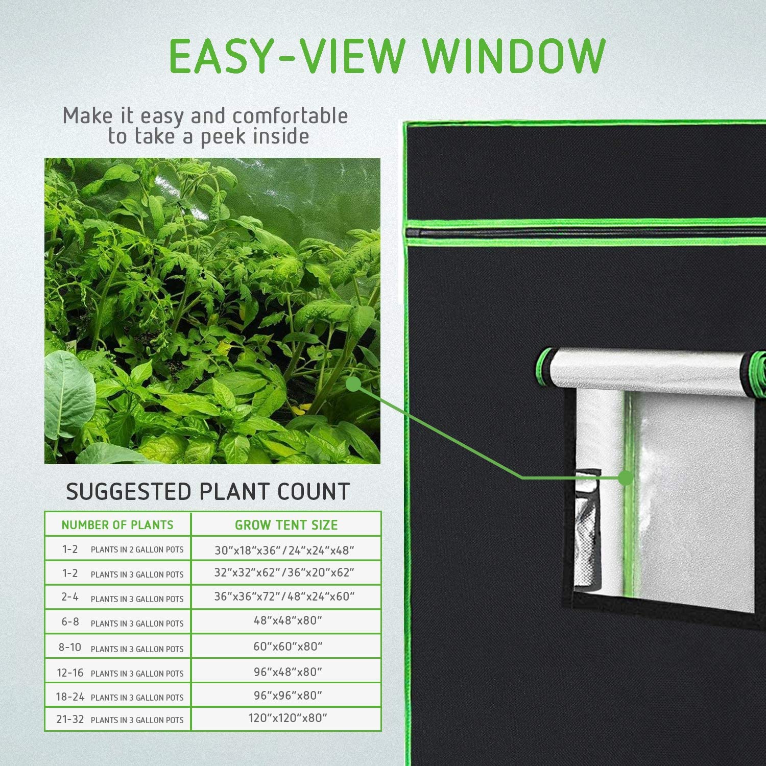 48"x24"x60" Hydroponic Grow Tent Window Floor Tray For Indoor Room Plant Growing 