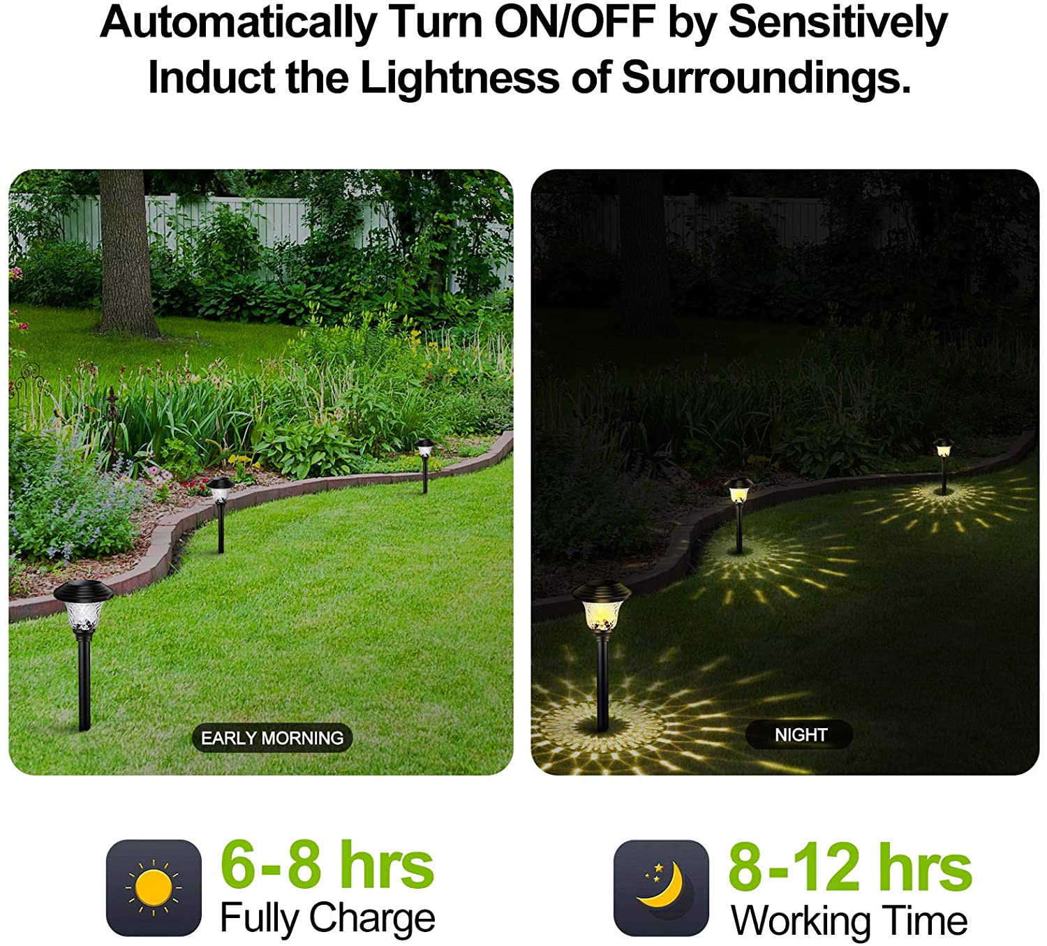 Stainless Steel LED Landscape Lighting for Yard Balhvit Glass Solar Lights Outdoor Up to 12 Hrs Long Last Auto On/Off Garden Lights Solar Powered Waterproof 8 Pack Super Bright Solar Pathway Lights 