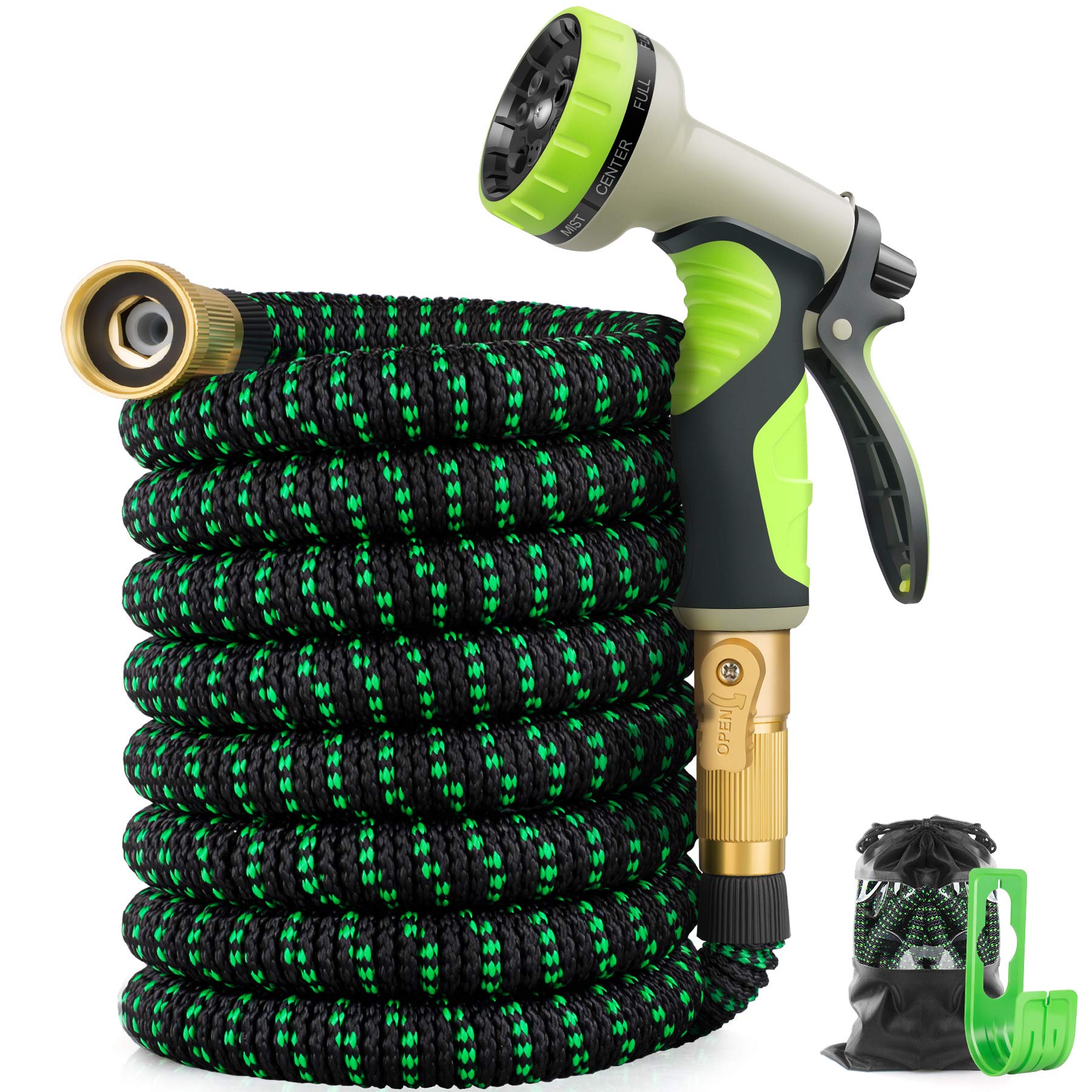 Flexible Expandable Garden Hose Stretch Hosepipe with 7 Pattern Spray Nozzle 