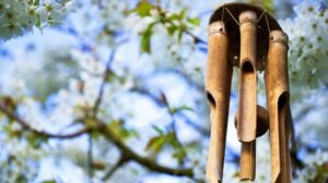 Garden decoration, wind chimes hanging in a blooming tree | Most-Liked Wind Chimes For A Sparkling Garden Year-Round | wind chimes diy | Featured