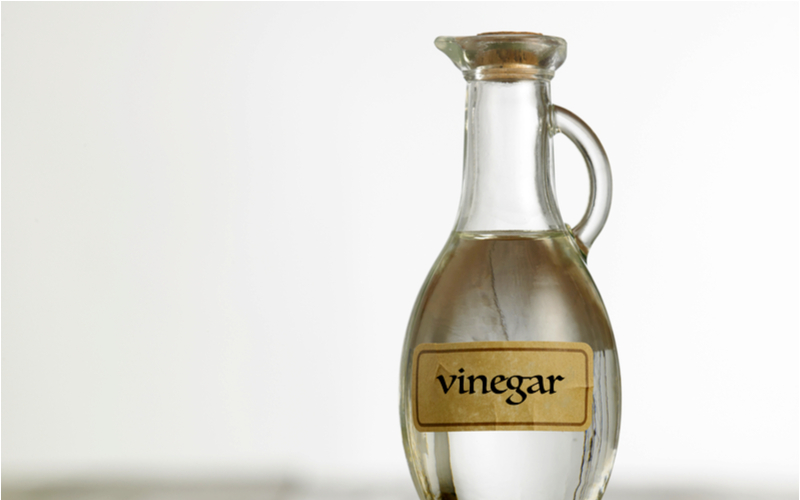 vinegar in clear bottle | How To Remove Rust From Your Gardening Tools | how to remove rust from tools 